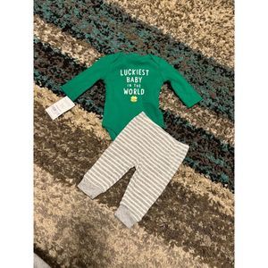 NEWBORN baby St. Patrick's Day outfit NWT carters onesie pants